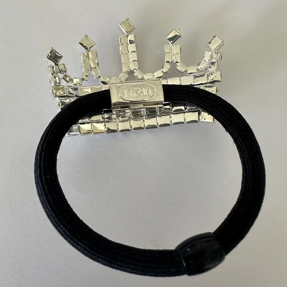 MIA Hair Tie Womens One‎ Size Silver Rhinestone Crown Elastic Ponytail Holder